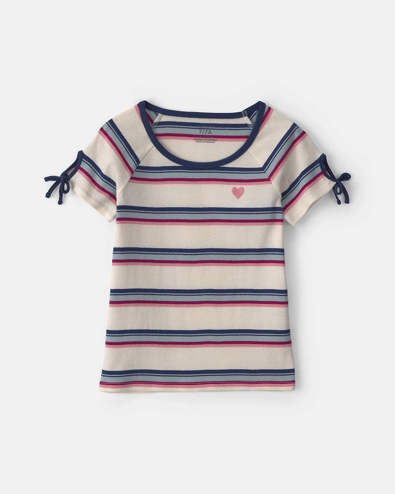 Girls Heart Striped Top