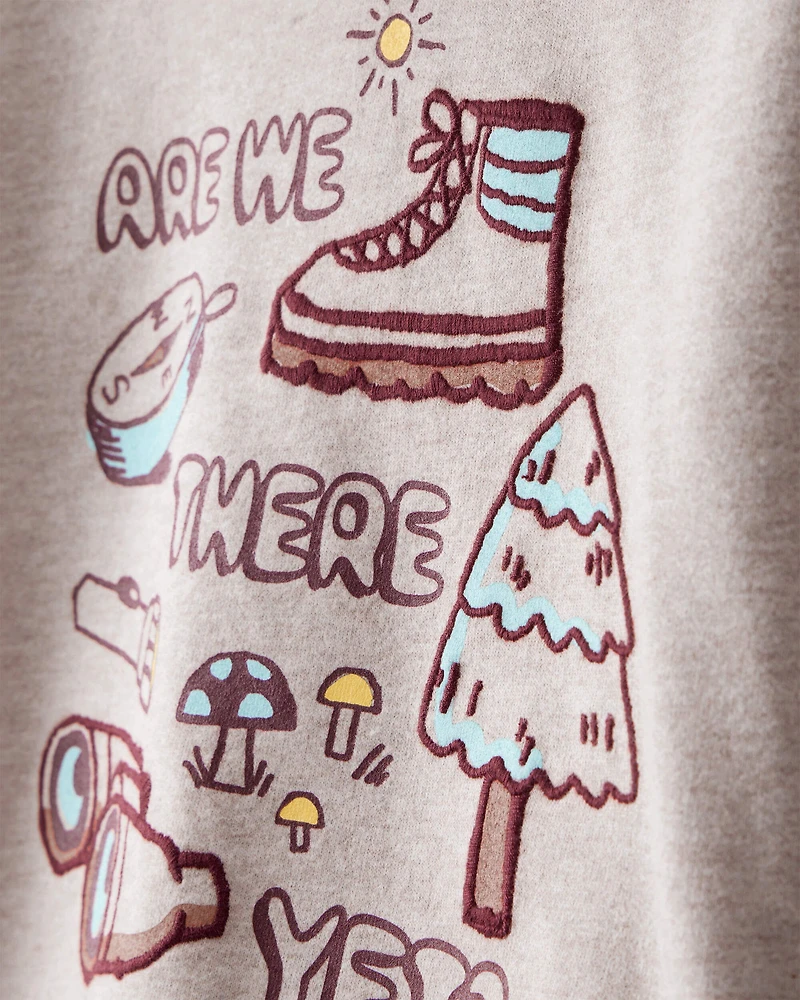 Toddler Boy Camping Hoodie - Tan