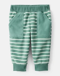 Baby Boy 3-Piece Construction Striped Print Hooded Zip-Up Jacket, Bodysuit & Pant Set - Green
