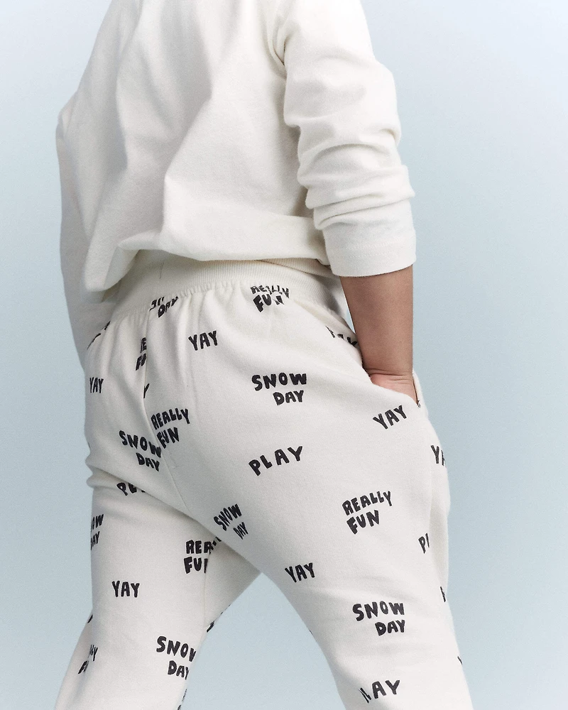 Toddler City Park™ Jogger Pant in Snow Day Print - Cream