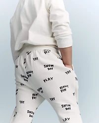 Toddler City Park™ Jogger Pant in Snow Day Print - Cream