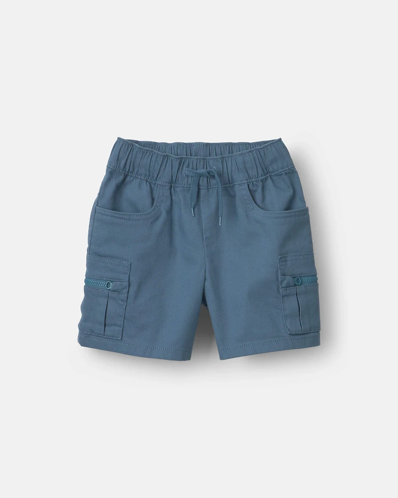 Toddler Boy Cargo Shorts with Zipper Pocket - Slate Blue