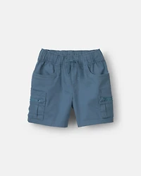 Toddler Boy Cargo Shorts with Zipper Pocket - Slate Blue
