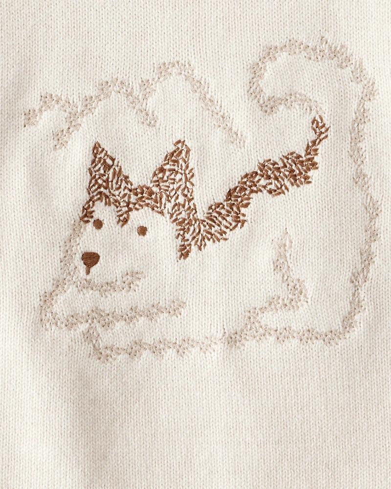 Baby Boy 2-Piece Dog Sweater & Pant Set - Cream