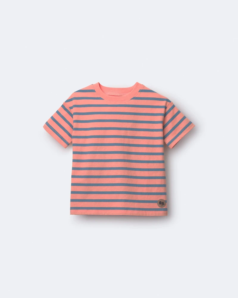 Toddler Boy Relaxed Tee in Stripes - Orange/Blue