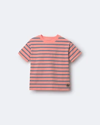 Toddler Boy Relaxed Tee in Stripes - Orange/Blue