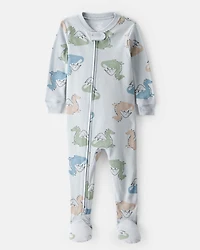 Toddler Boy Dragon 100% Cotton Long-Sleeve  1-Piece Pajamas - Blue