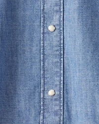 Boys Western Chambray Long-Sleeve Button-Down Shirt - Blue