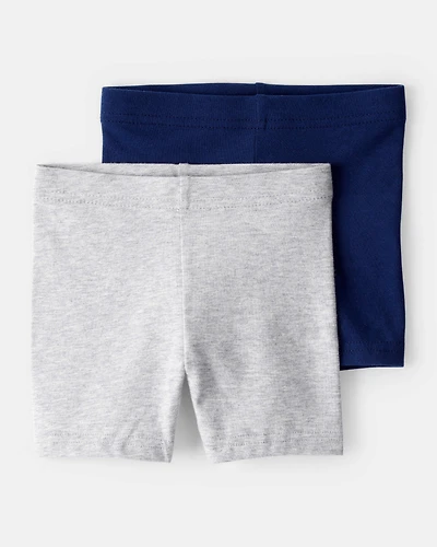 Toddler Girl 2-Pack Tumbling Shorts - Grey/Navy