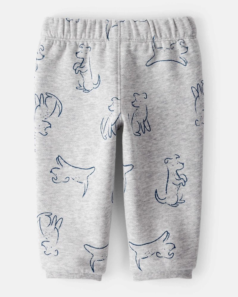 Baby Boy DayDream Fleece Dog Knit Pull-On Pants - Grey