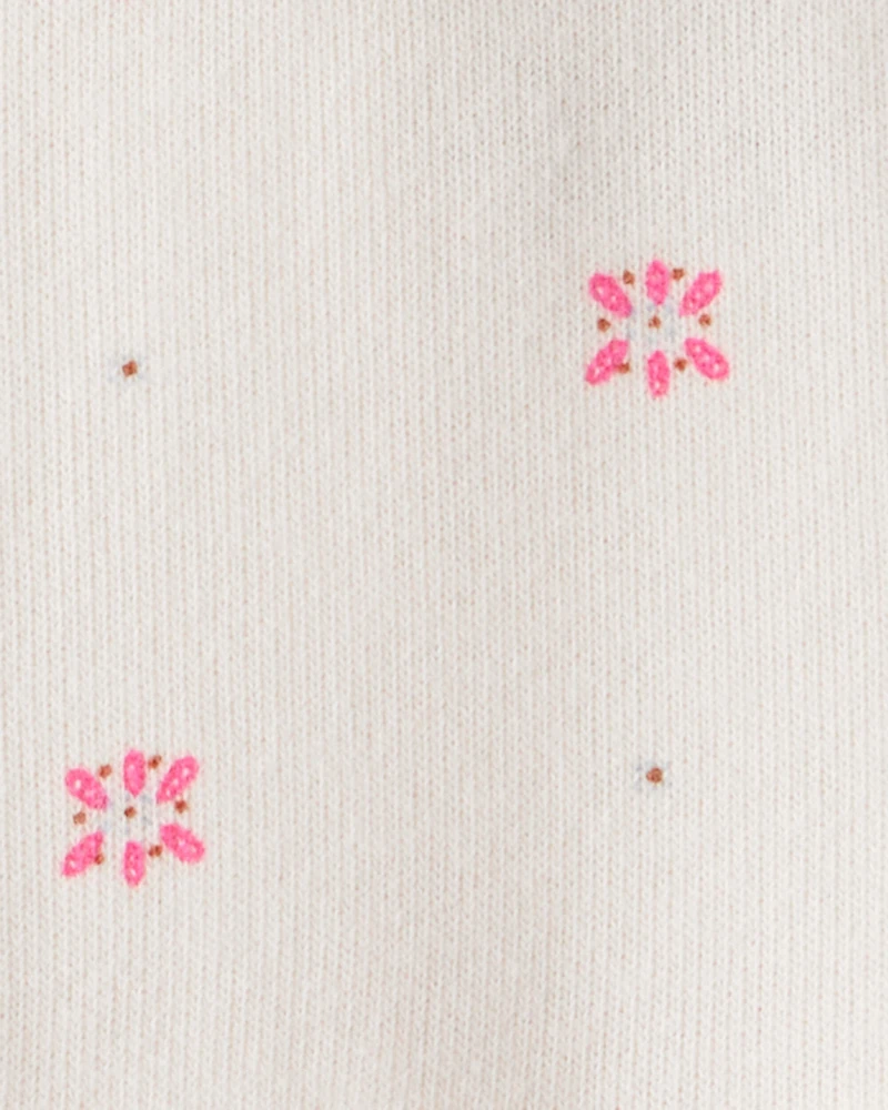 Baby Girl 2-Piece Floral Motif Sherpa Long-Sleeve Dress Set - White/Pink