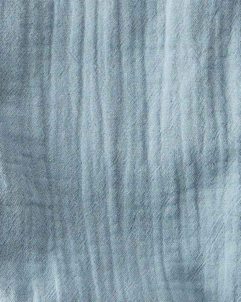 Baby Organic Cotton Gauze Overalls in Blue