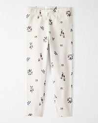 Toddler Girl Organic Cotton Ribbed Knit Pants in Berry Blossom Print
