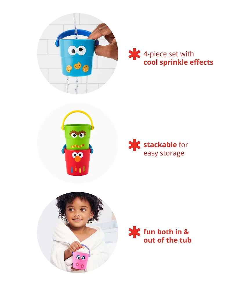 Sesame Street Stack & Pour Bath Buckets