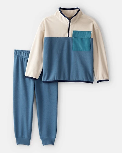Toddler Boy 2-Piece Color Block Quarter Zip & Pant Set