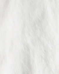 Girls Long-Sleeve Faux Fur Fashion Jacket - White