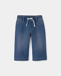 Baby Girl Drawstring Wide-Leg Jeans - Dark Wash