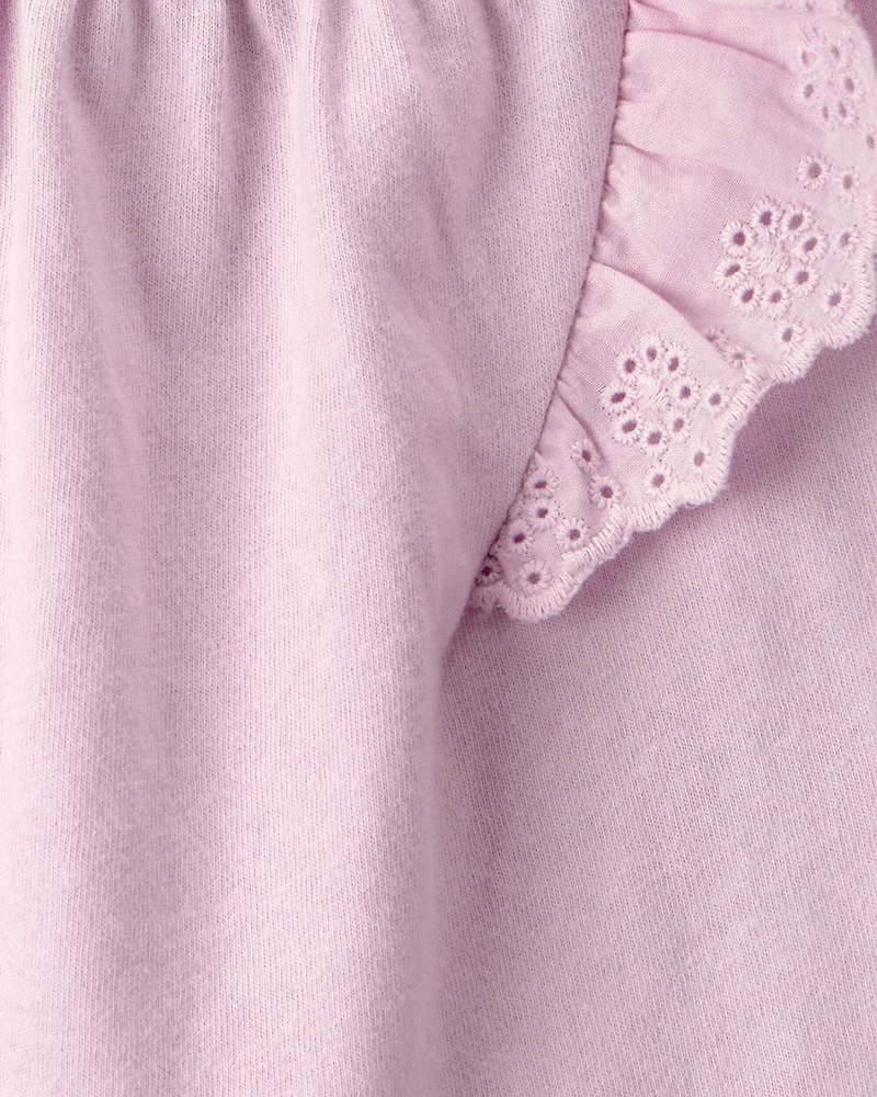 Baby Girl Eyelet-Sleeve Top - Purple