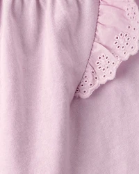 Baby Girl Eyelet-Sleeve Top - Purple