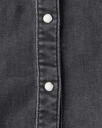 Girls Denim Long-Sleeve Dress - Black