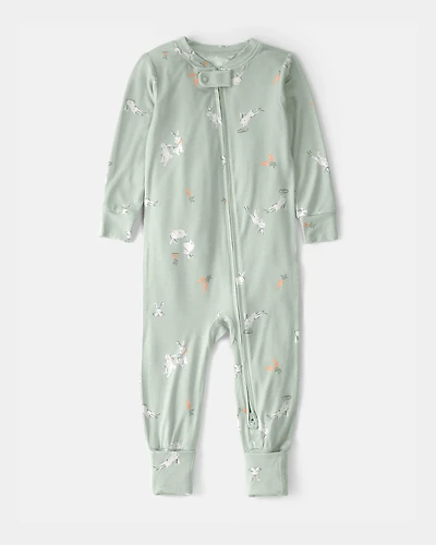 Baby Easter Bunny PurelySoft 2-Way Zip 1-Piece Pajama - Green