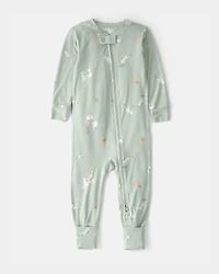Baby Easter Bunny PurelySoft 2-Way Zip 1-Piece Pajama - Green