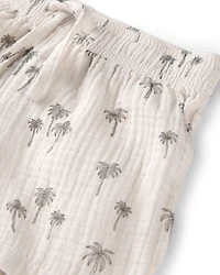 Baby Boy 2-Piece Organic Cotton Gauze Top & Short Set in Palm Trees