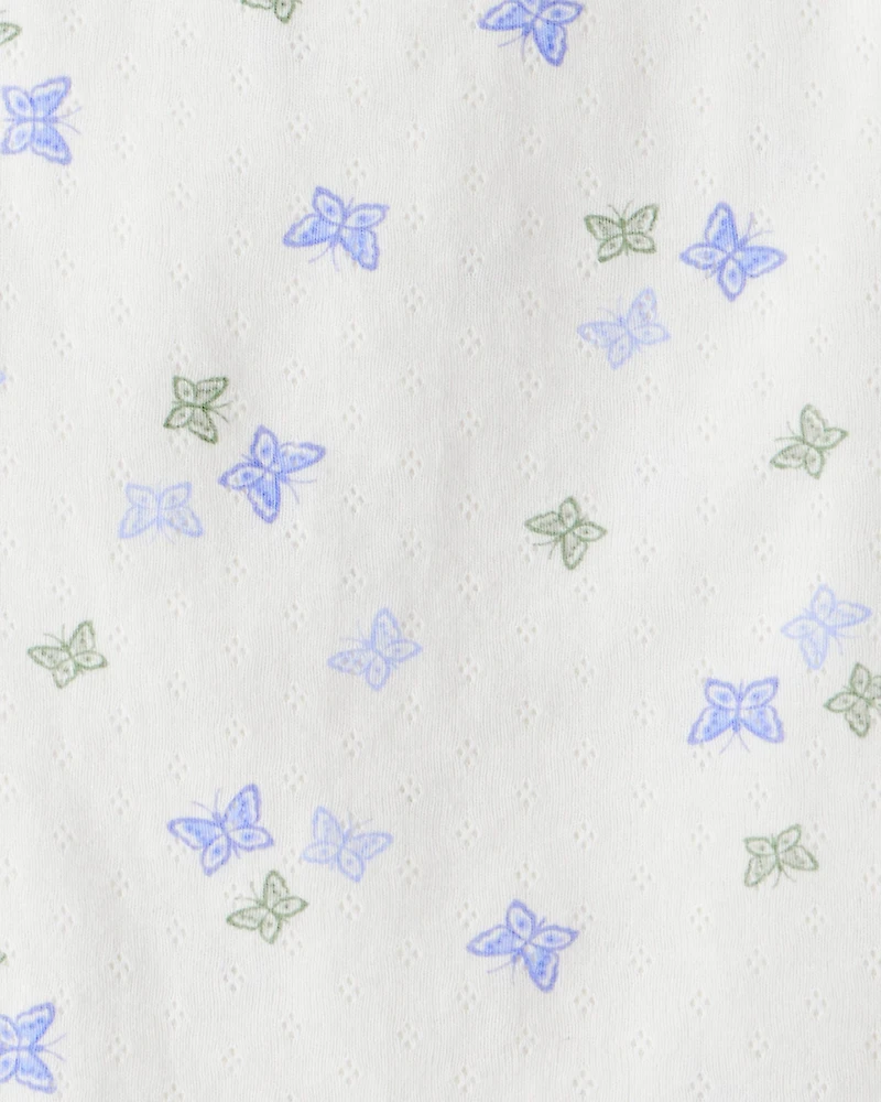 Toddler Girl Butterfly Print Long-Sleeve Fashion Top - Ivory