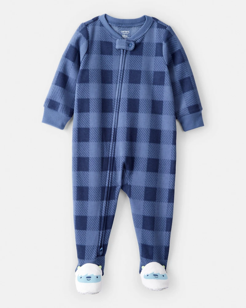 Baby Boy Yeti Plaid Loose Fit 1-Piece Pajamas