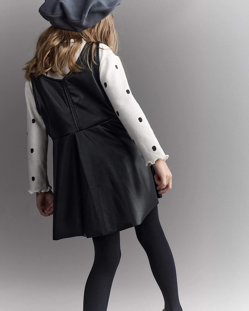 Toddler Girl Faux Leather Sleeveless Dress - Black
