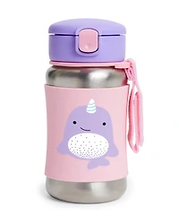 Zoo Stainless Steel Little Kid Straw Bottle - Narwhal