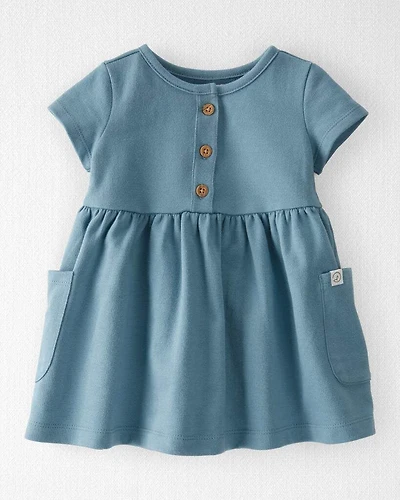 Baby Organic Cotton Pocket Dress in Cottage Blue