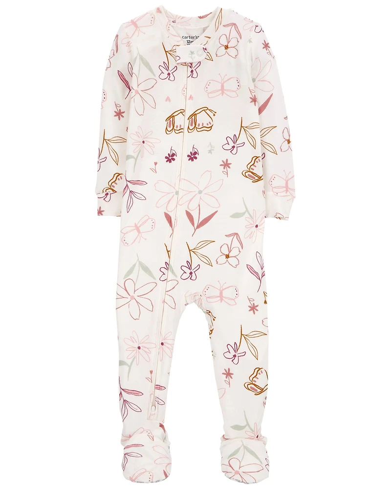 Toddler Girl Floral 1-Piece PurelySoft Footie Pajamas