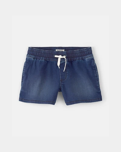 Girls Denim Drawstring  Pull-On Shorts - Dark Wash