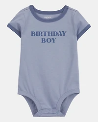 Baby Birthday Boy Short-Sleeve Bodysuit - Blue