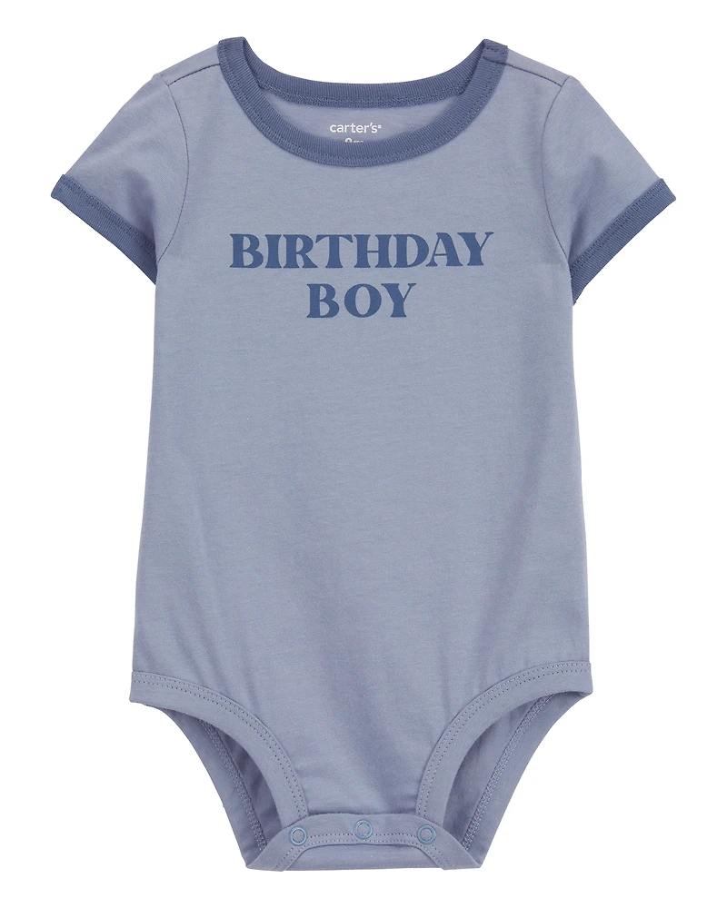 Baby Birthday Boy Short-Sleeve Bodysuit - Blue