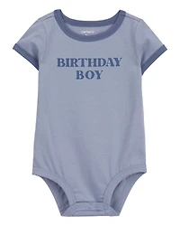 Baby Birthday Boy Short-Sleeve Bodysuit - Blue