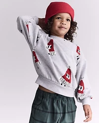 Toddler Santa Hat Dolman-Sleeve Sweatshirt - Heather Grey