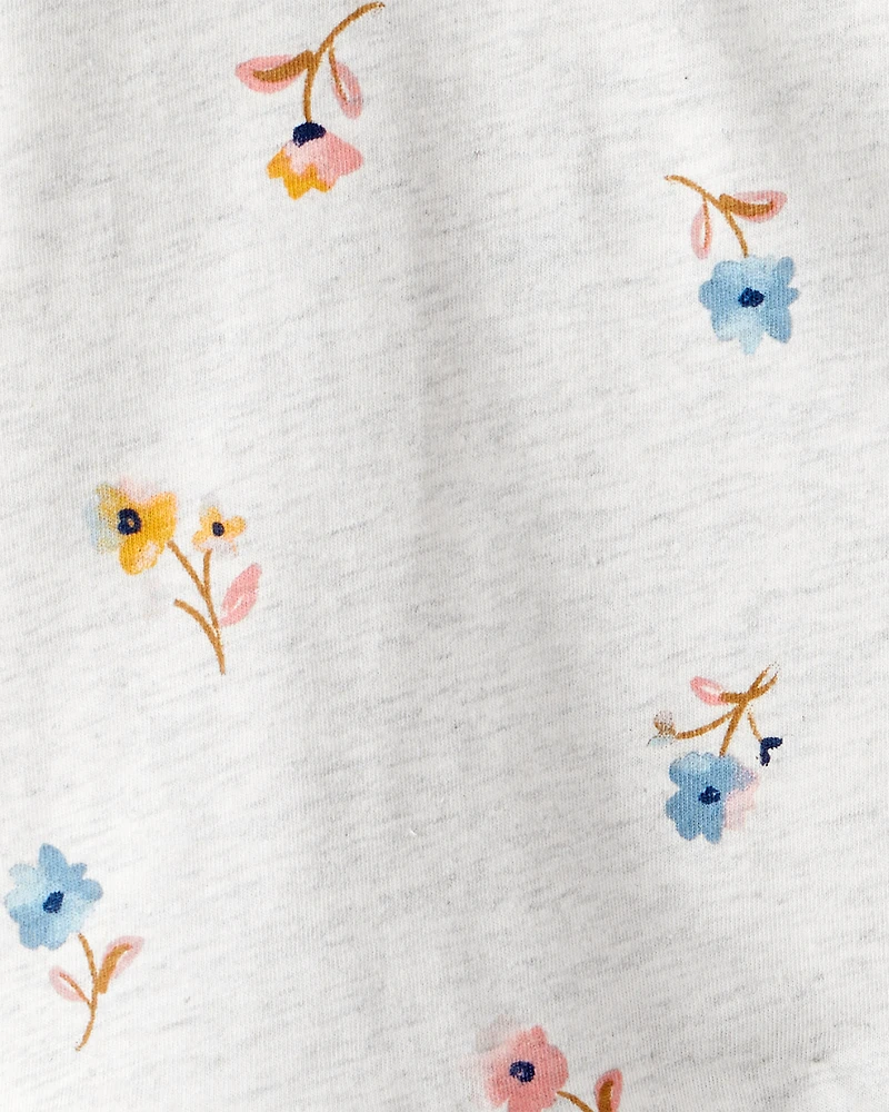 Toddler Girl Floral Long-Sleeve Peplum Top - Grey