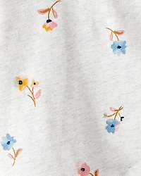 Toddler Girl Floral Long-Sleeve Peplum Top - Grey