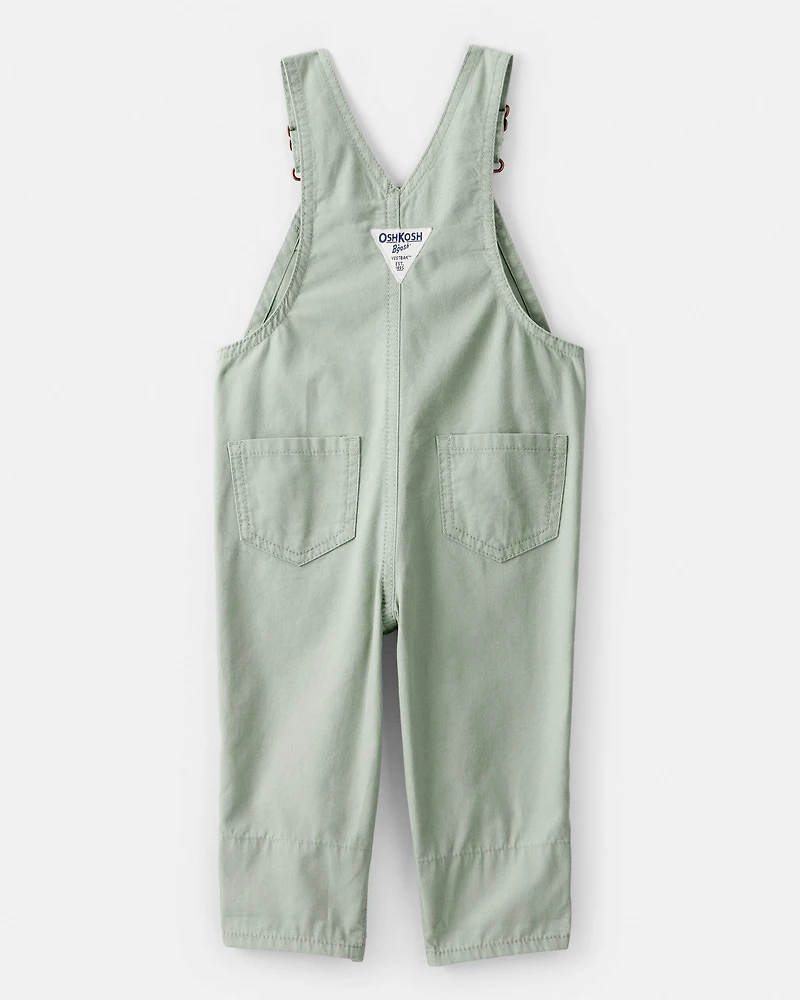 Baby Girl Butterfly-Lined Canvas Overalls - Green