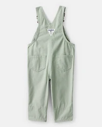 Baby Girl Butterfly-Lined Canvas Overalls - Green
