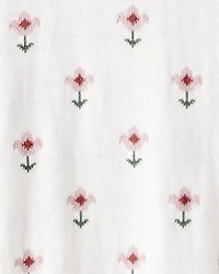 Girls Organic Cotton Sweater Knit in Wildflower Maze Print