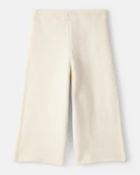 Toddler Girl Wide-Leg  Sweater Knit Pants - Ivory