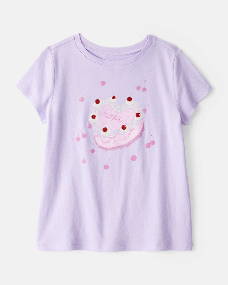 Girls Heart Cake Short-Sleeve Graphic Tee - Purple