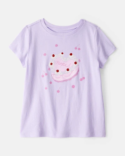 Girls Heart Cake Short-Sleeve Graphic Tee - Purple