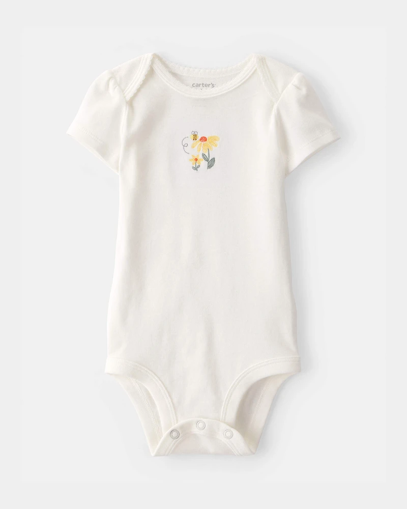 Baby Girl 3-Piece Flower Outfit Set - Yellow/White