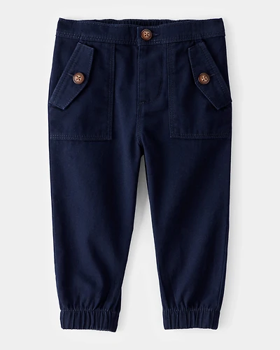 Baby Boy Twill Joggers - Navy
