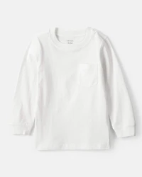 Toddler Boy Long-Sleeve Pocket Tee - White