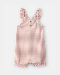 Baby Girl Striped Sleeveless Romper - Pink